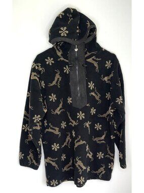 Vintage Obermeyer Reindeer Fleece Hoodie Half Zip